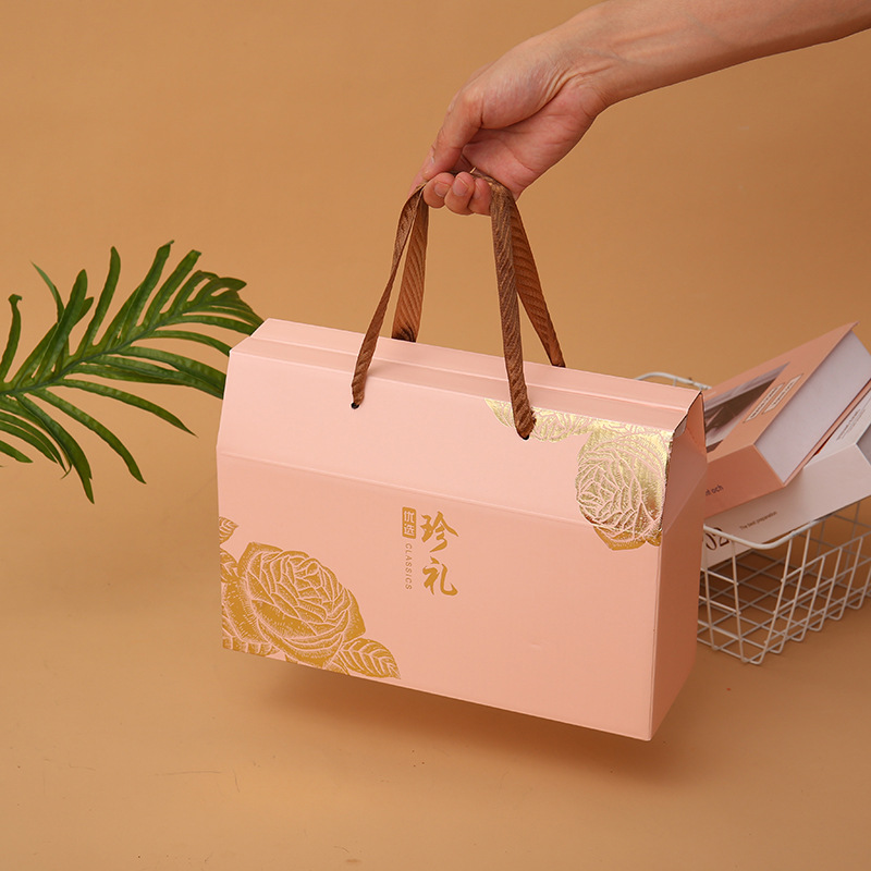高档春节通用包装盒零食水果月饼礼盒粽盒熟食红枣干货手提纸箱