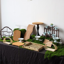 新中式国潮风甜品台周岁宴百日宴陶瓷蛋糕糕点展示架木质蛋糕架无