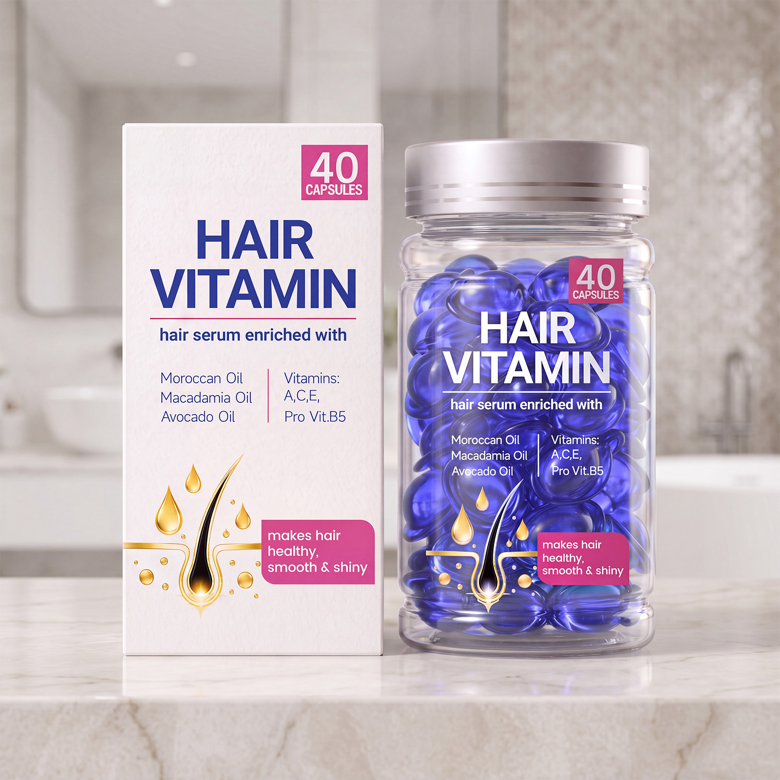 Smooth Hair Care Essence Capsules Gentle Formula to Soften and Protect Hair, Leaving It Shiny and Moisturized