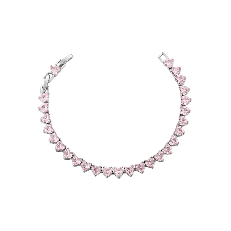 Xuping rosa gemas artificiales amor pulsera suave dulce viento aleación de cobre chapado blanco joyas de lujo ligeras al por mayor mujeres