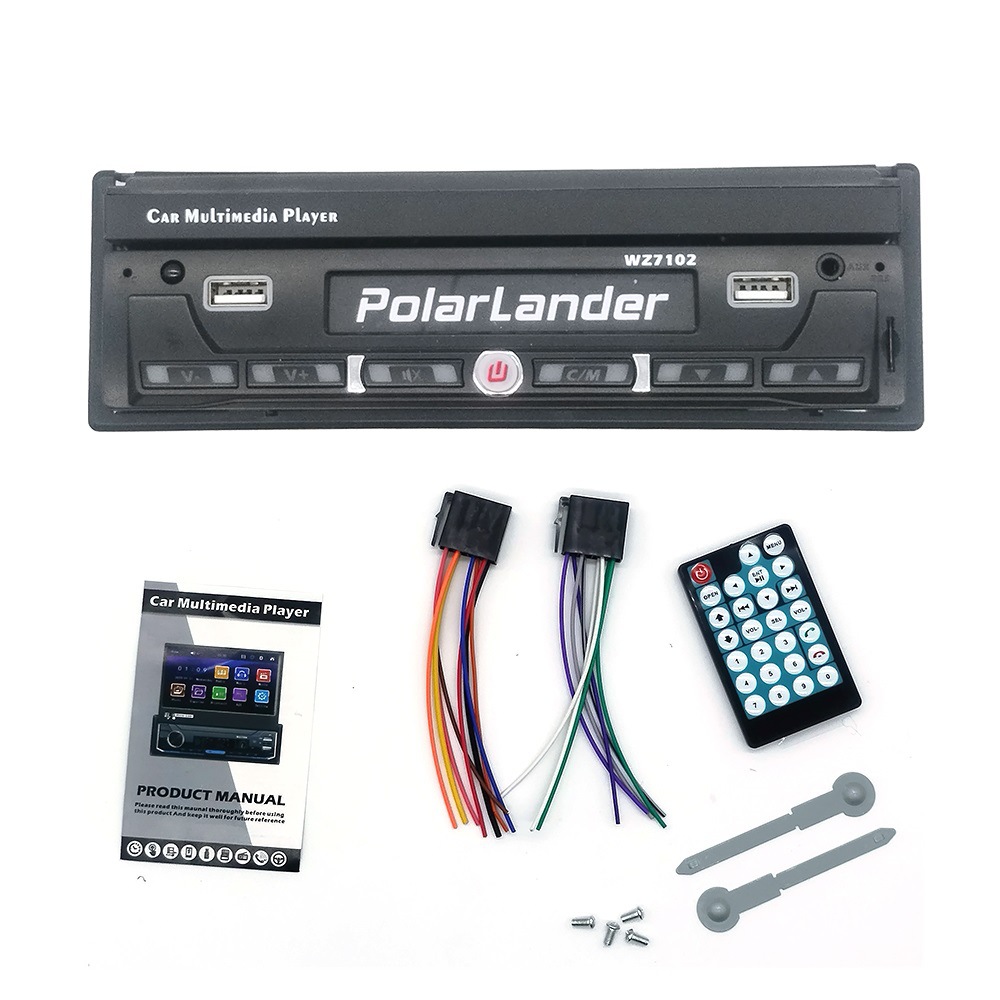 7inch Single-Cylinder Manual Retractable Screen Car Bluetooth Mp4 Player Fm Radio Reversing Priority 12V Dropshipping