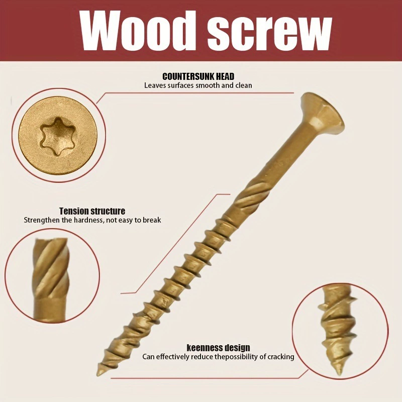 Деревянные винты со звездообразной плоской головкой, антикоррозийное эпоксидное покрытие, антикоррозийные деревянные винты