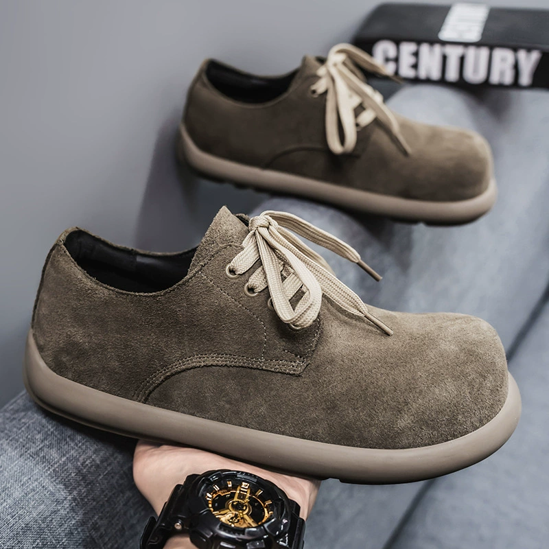 Замшевые мужские туфли, летние модные брендовые высококачественные универсальные мужские повседневные туфли в стиле ретро, ​​большие кожаные туфли, спортивная модная обувь на мягкой подошве