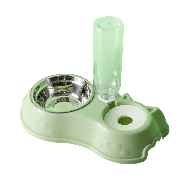 Transfronterizo mascota gato doble tazón fuente de agua potable automática de acero inoxidable perro comida tazón de fuente de agua boca a prueba de humedad suministros para gatos