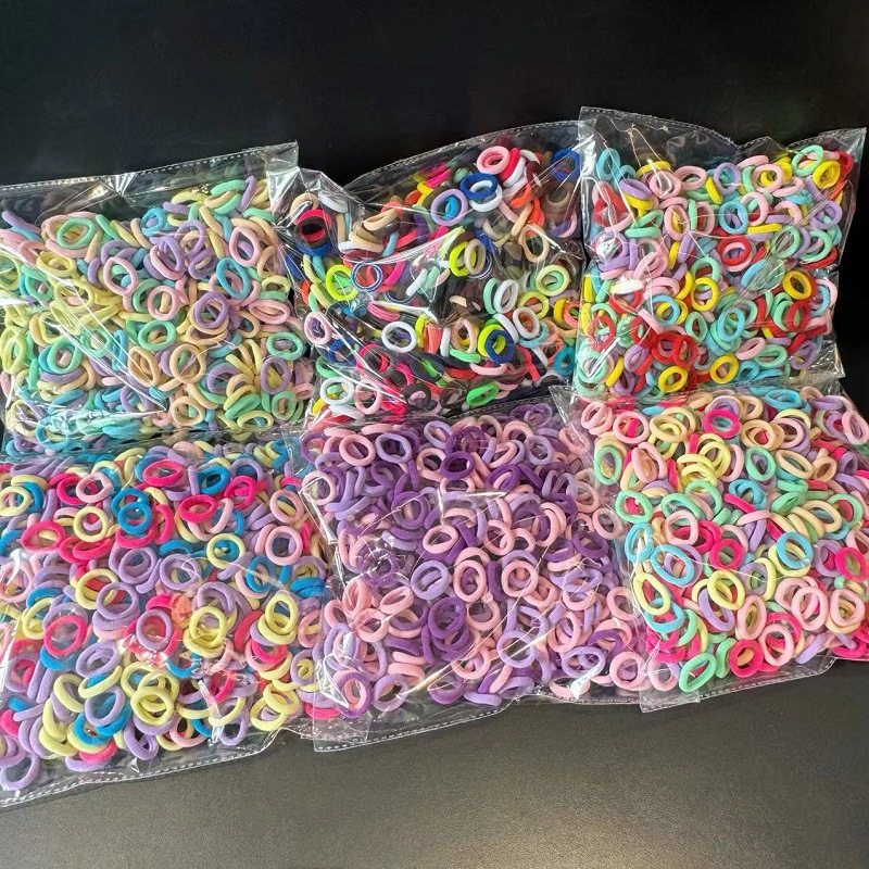 500 Packs Seamless Towel Ring Children's Rubber Band Baby Hair Band Does Not Harm Hair Rope Thumb Ring Girls' Head Rope
