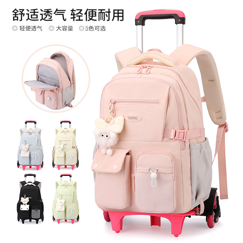 Mochila de tracción transfronteriza de peces naturales para estudiantes de escuela secundaria de grado 3 - 6 moda de alta capacidad para estudiantes de tracción para subir escaleras