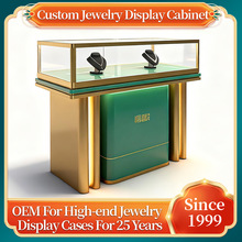高端珠宝玻璃展示柜定制不锈钢烤漆首饰柜台黄金玉器饰品精品展柜