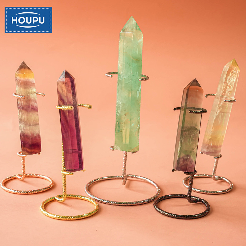 Crystal Column Scepter Specimen Stone Storage Metal Display Stand Adjustable Base