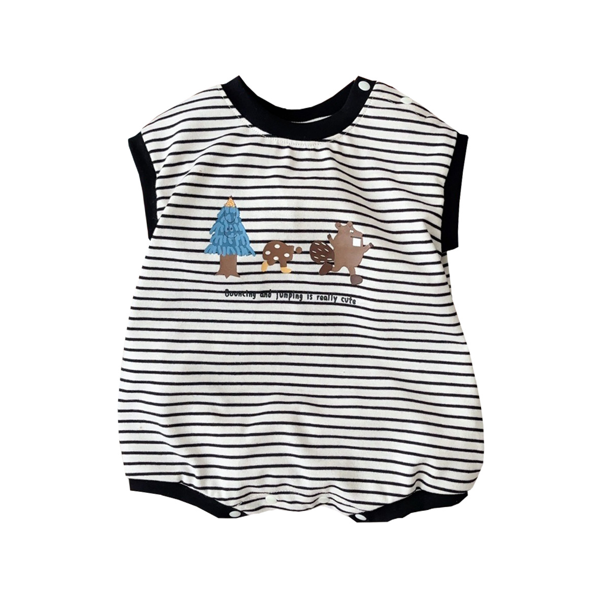 Youhe 2025 nueva ropa delgada de verano para bebés, mampara de bebé de estilo occidental a rayas coreanas