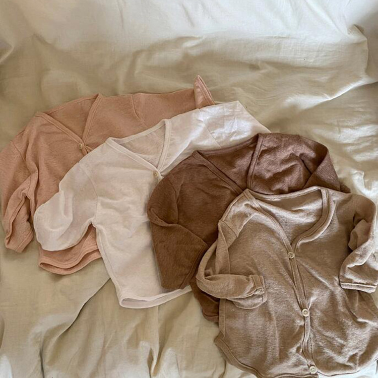 Baby summer thin cardigan sun protection shirt baby linen air conditioning clothing men and women children sun protection clothing small jacket