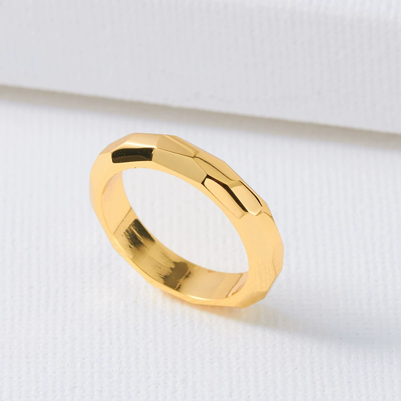 Fashionable universal glossy brass ring, french style, simple and elegant design
