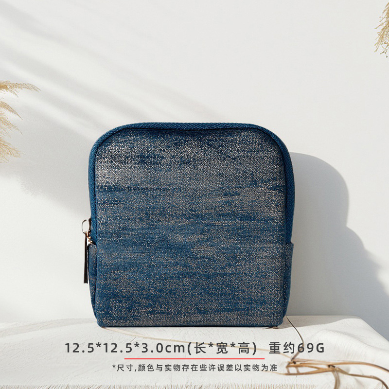 Bolsa de almacenamiento de borlas con cremallera azul; Embalaje de doble capa - caja de cartón de alta gama + bolsa PP