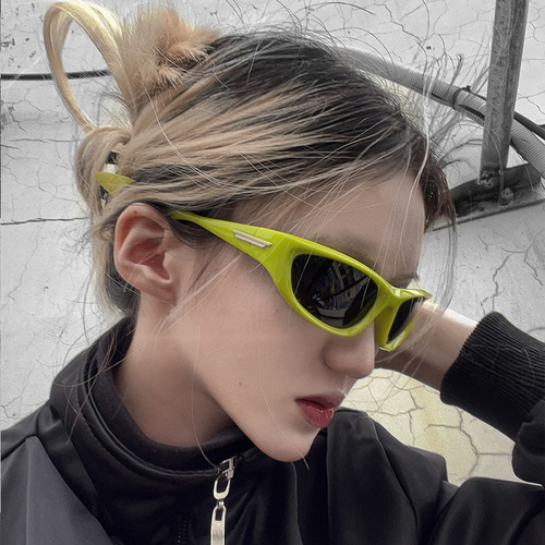  cross-border new Y2K trendy sports glasses internet celebrity same fashion colorful cat eye cycling sunglasses for men and women