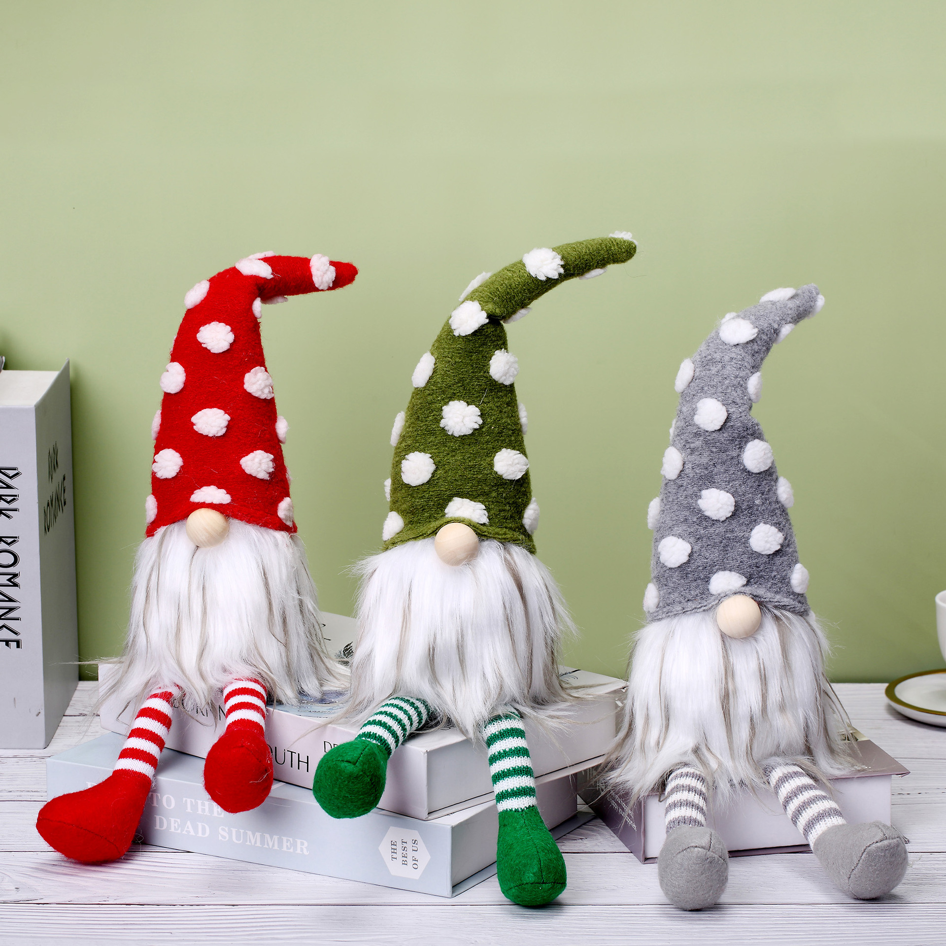 Transfronterizo nuevo Rudolf Nórdico muñeca sin rostro decoración de Navidad lunares pierna larga muñeca decoración regalo de los niños