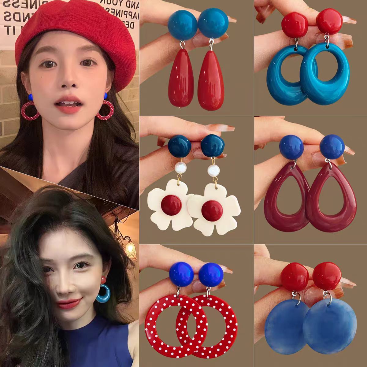 Retro golden earrings for bride, high-quality style, light luxury style