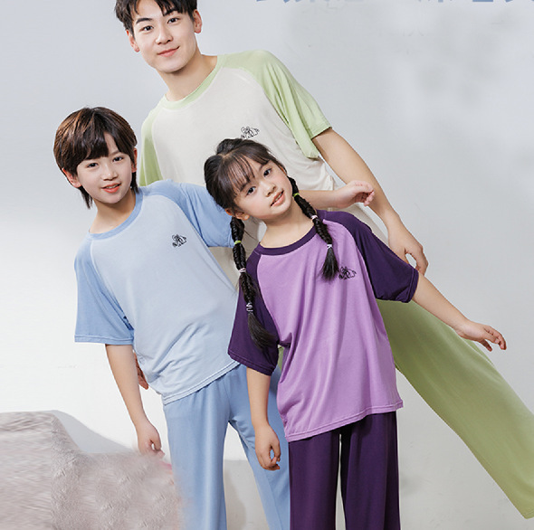 Children's Modal Pajamas Boys' and Girls' Air-conditioning Clothing Large and Medium-size Children's Short-sleeved Trousers suit Youth Home Clothing Summer