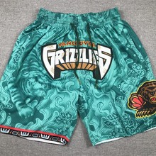 跨境外贸美式现货批发口袋裤灰熊虎年版绿色刺绣球裤篮球裤训练裤