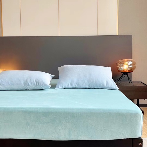 Solid color velvet single bed sheet winter milk velvet mattress protector anti-warm bed cover simple plain color bed sheet cover