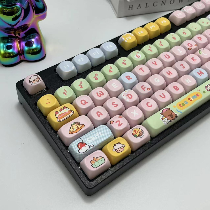 F87 Key Mechanical Keyboard White Light Wired Silent E-Sports Game Home Office Cute Dolphin Theme Plug-In Axis
