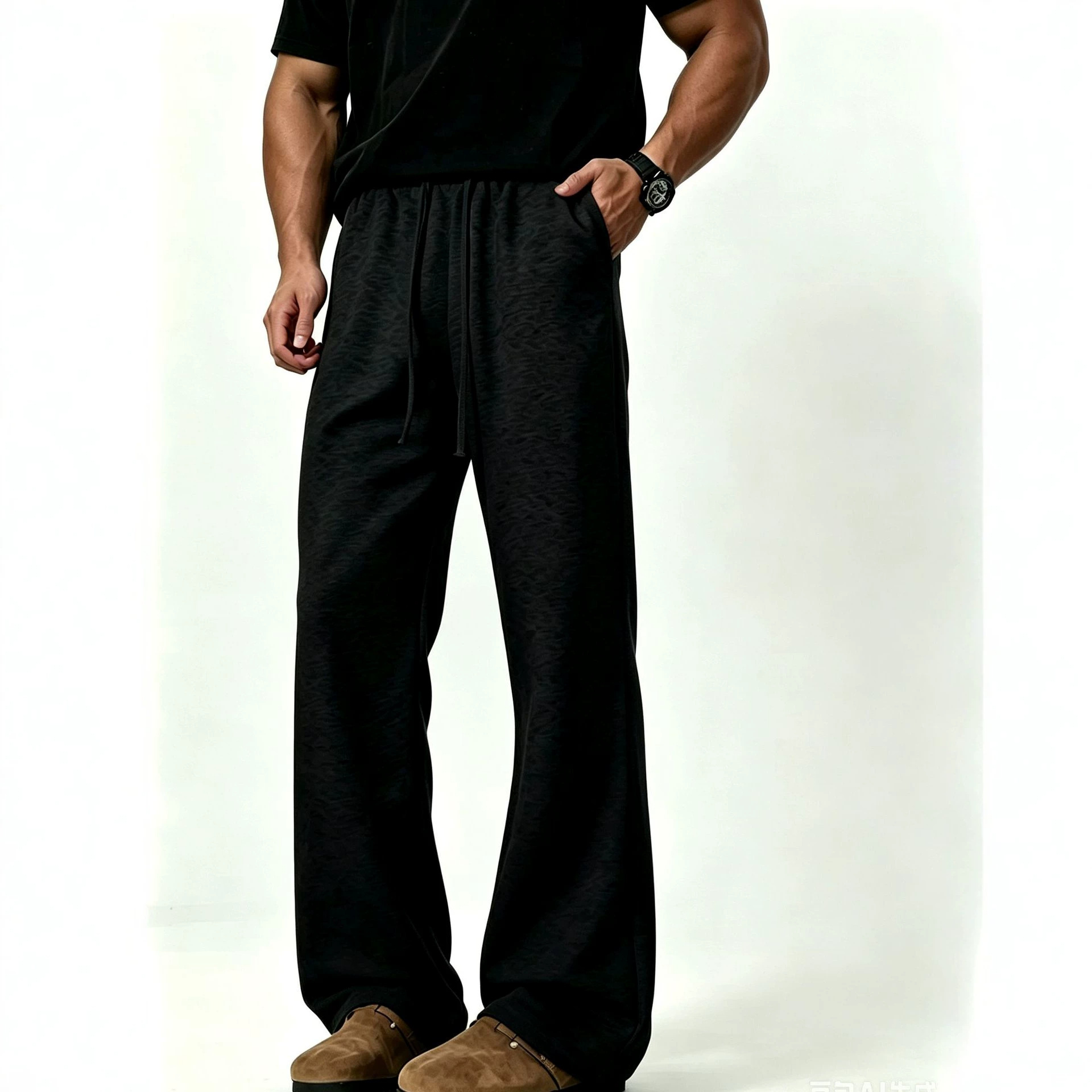Autumn/Winter Cross-Border Cotton Flared Men's Pants Loose Casual Pants Korean Style Trendy Versatile Pants Autumn/Winter Style with Drape
