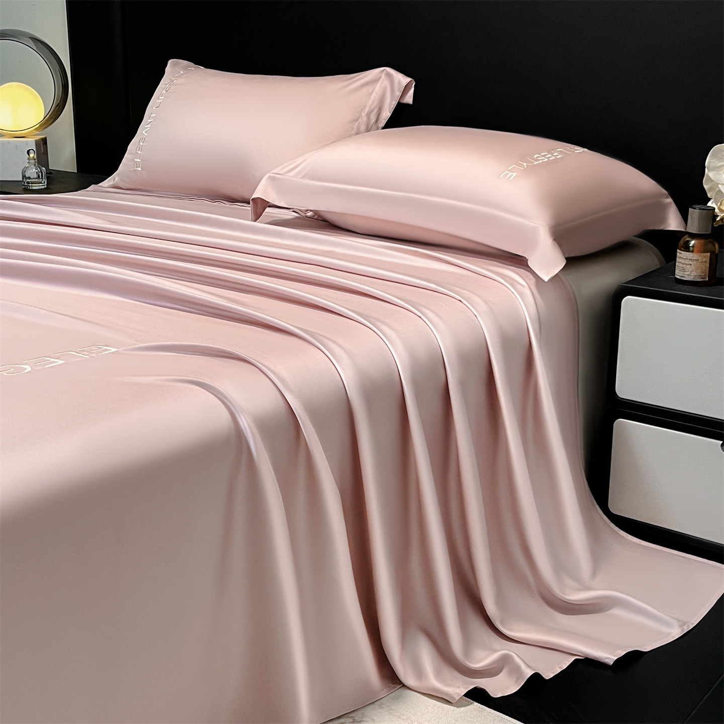 Madre y bebé de verano sábanas de seda de hielo una sola pieza se puede lavar en máquina sábanas de dormir desnudas sábanas dobles cubiertas de almohada de tres piezas sábanas de dormitorio