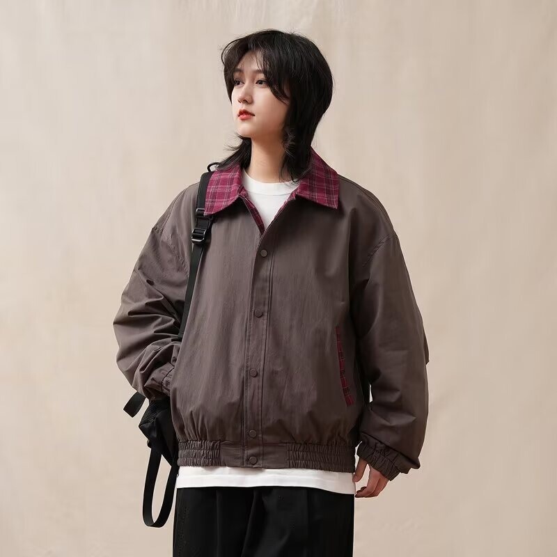 Japanese Retro Barn Style Patchwork Lapel Workwear Barn Jacket Unisex Loose Slimming Coat Top Trendy