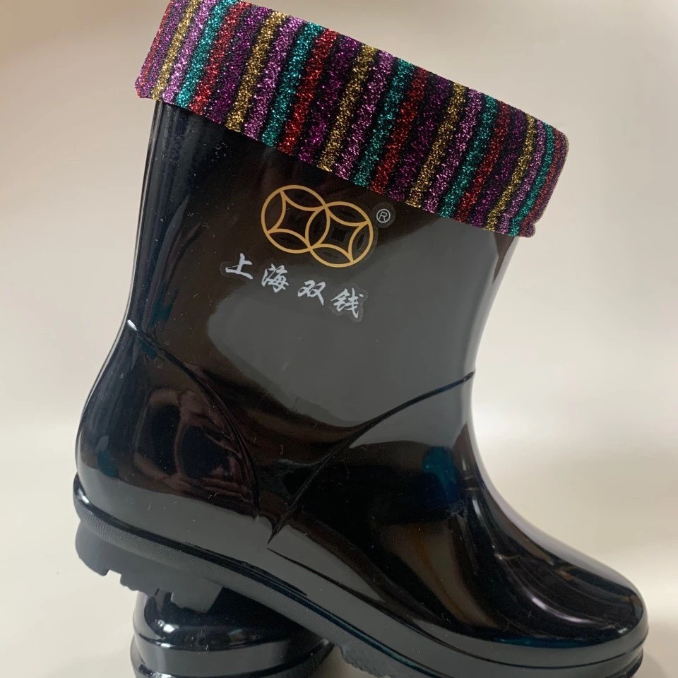 高帮短筒中筒食品黑色通用反光短雨鞋