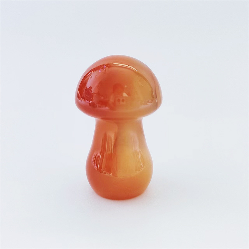 跨境天然水晶3.5cm蘑菇摆件玛瑙玉石蘑菇宝石创意雕刻工艺品摆E18