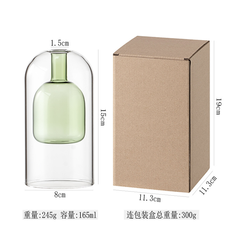 Botella de aromaterapia de vidrio de doble capa simple de estilo europeo hogar sala de estar dormitorio volátil ratán decoración floral botella vacía