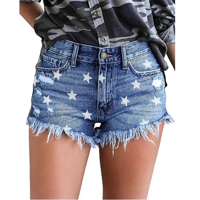 Shorts Vaqueros con Flecos Deshilachados de Amazon Primavera 2025, Sitio Independiente de eBay, Wish, Pantalones Vaqueros para Mujer en Existencia