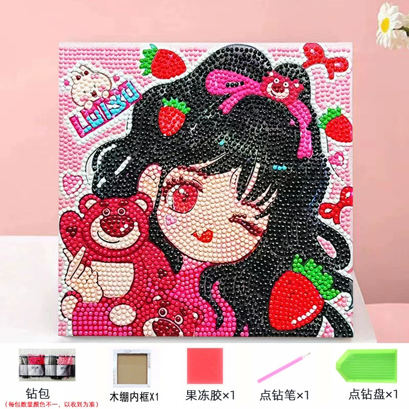Набор алмазной мозаики DIY Kuromi и мультфильмы 20×20 см, рамка-наклейка, детское творчество