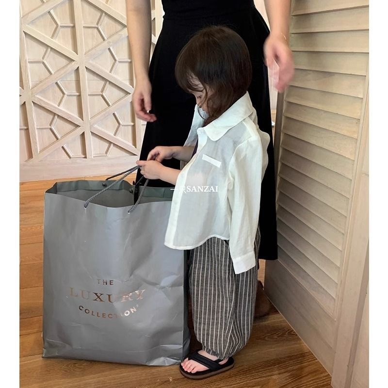 女童韩系肌理感翻领衬衫宝宝幼儿园男女童春季薄洋气防晒衬衣夏天