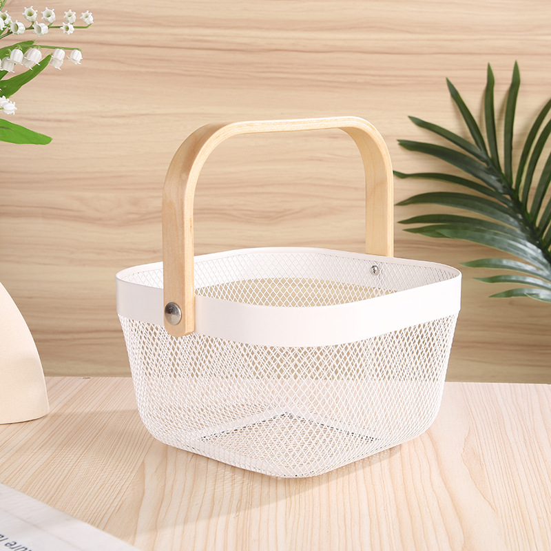 1051g Weight Storage Basket Storage & Cleaning 1 Piece Quantity Wood, Metal Material Color Block Pattern Nordic Style, Simple Style Style Multicolor Color Nordic Style Simple Style Color Block Wood Metal Storage Basket 11