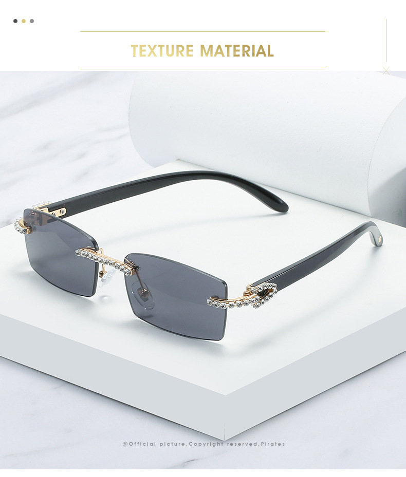 Party Occasion Solid Color Pattern Fashion Solid Color PC UV400 Protection Square Diamond Frameless Women's Sunglasses