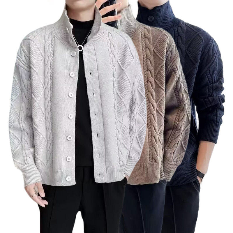 Explosiones transfronterizas de tamaño grande europeo jersey de punto suéter de hombre chaqueta de fijación de ganado chaqueta de invierno fábrica de suéter al por mayor