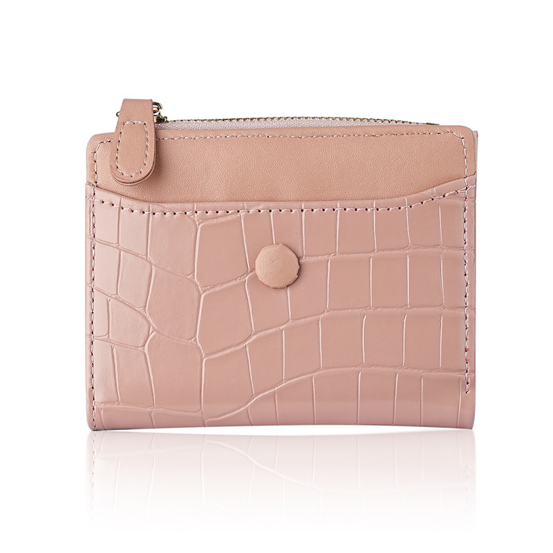 Nuevo monedero de cambio corto y simple transfronterizo, bolsa de monedas con cremallera mini ultra delgada multi-tarjeta bolso de botón de billetera