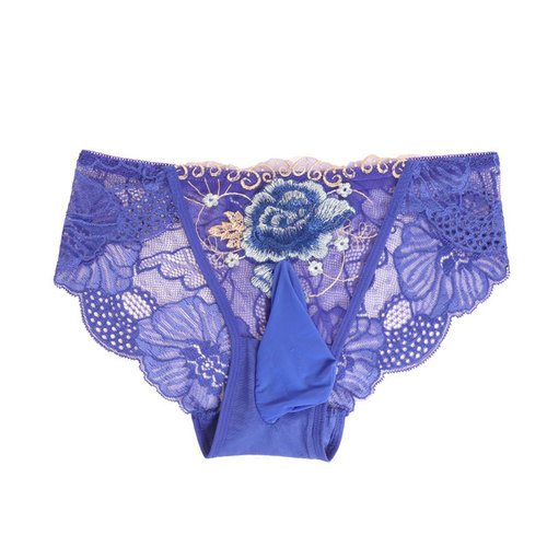 Stylish Men's Briefs - Chinese Retro Erotic Triangle Briefs with Gun-shaped Separation Lace and Breathable Elephant Nose Design