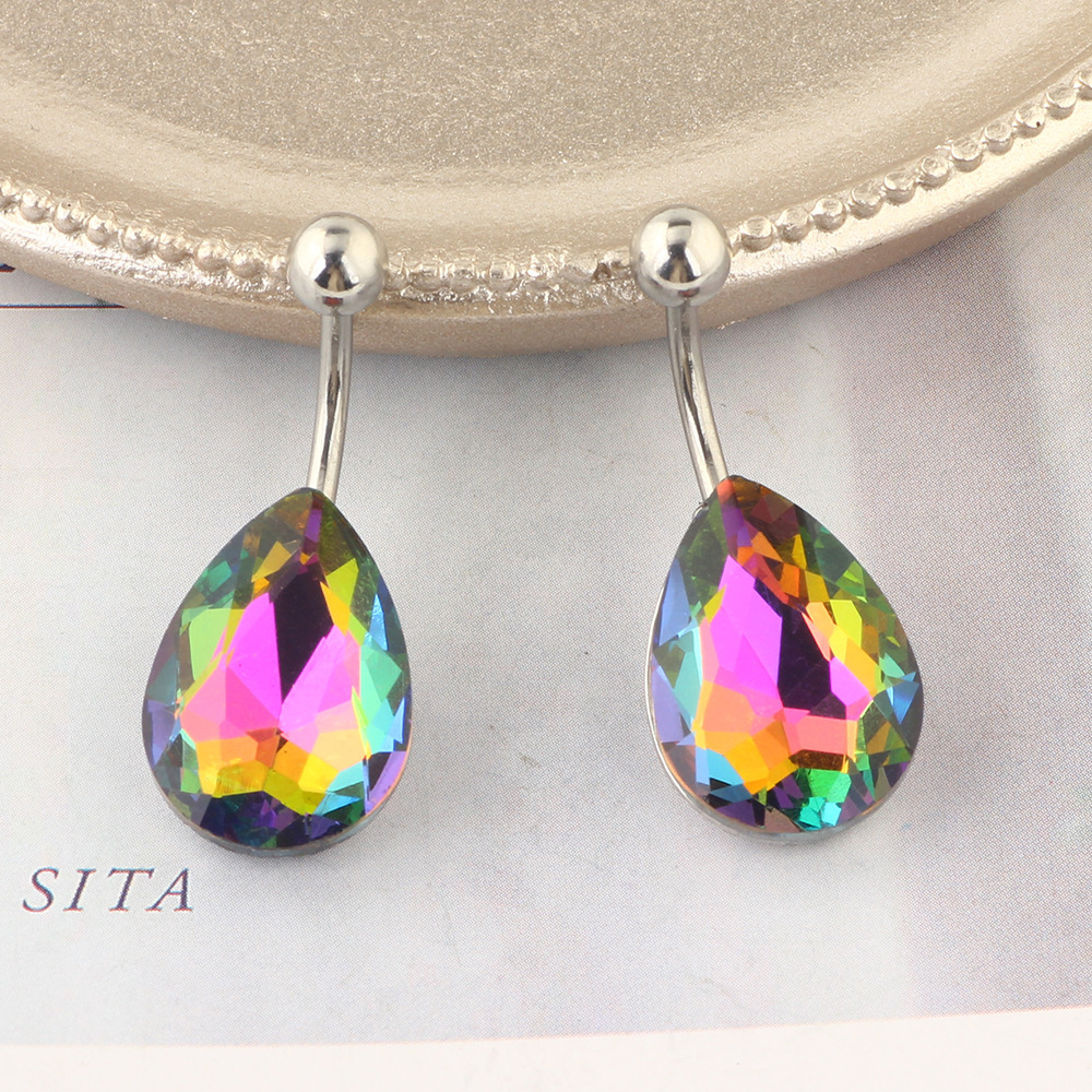 European American Sexy Water Drop Large Zircon Navel Ring Diamond Inlaid Zircon Belly Button Ring Cross-Border Piercing Jewelry Wholesale detail image 7