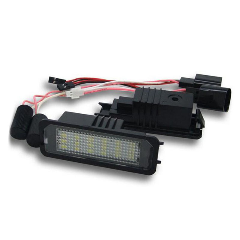 18LED license plate lights, suitable for Porsche and Volkswagen Golf MK4 Scirocco 08-14, white light, black frame, 2 pieces