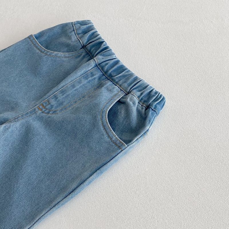 子供服秋女の子デニムフレアパンツ 2025 新しい小中型子供の春と秋の波状カジュアルジーンズ|undefined