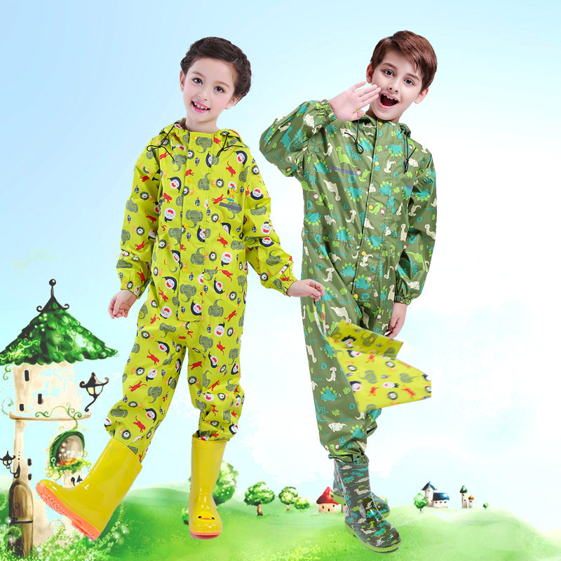 Children's Baby One-piece Waterproof Raincoat Rain Boots suit Boys and Girls Poncho Students Kindergarten Cartoon Water Pants