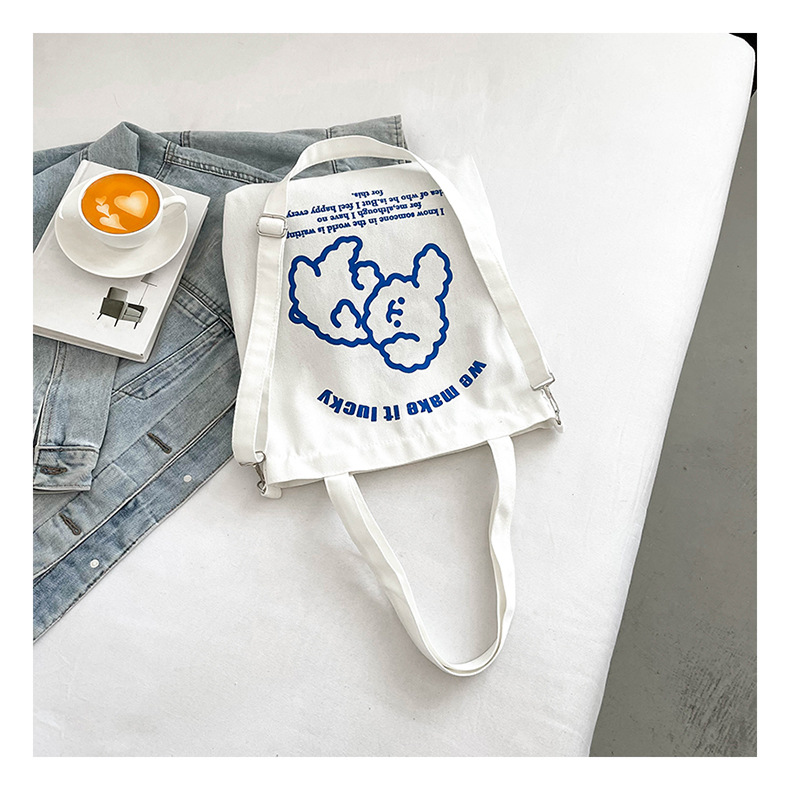 New fashionable and cute canvas bag, simple and large-capacity tote bag, casual and versatile single-shoulder crossbody bag, Douyin consignment undefined