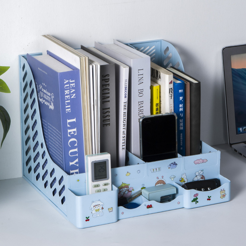 대외 무역 사무용품 도매 두꺼운 4 열 데스크탑 파일 랙 데이터 박스 책 파일 상자 문구 저장 상자