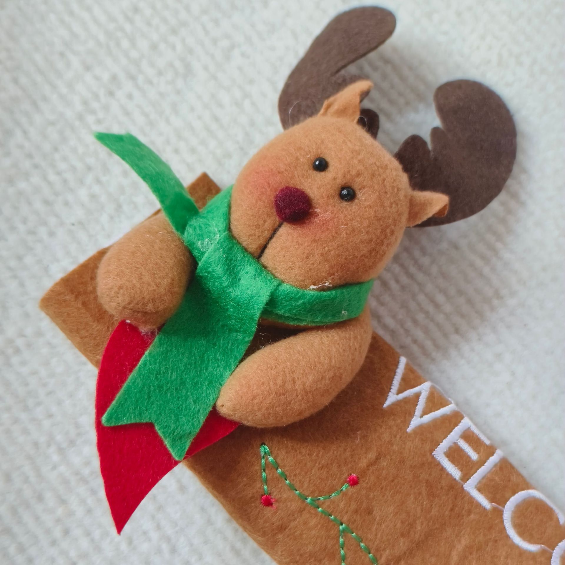 Muñeco de nieve transfronterizo de Navidad cubierta de mango de decoración de Navidad refrigerador puerta de microondas guantes de brazo joyas de Navidad alce