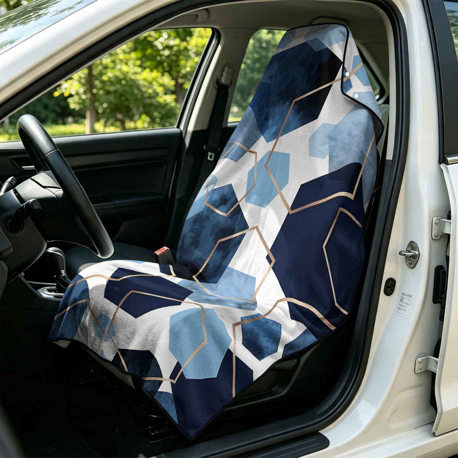 Printed bath towel and car seat cover 2-in-1, ultra-fine fiber outdoor beach and car dual-use universal seat cushion