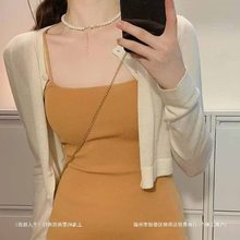 温柔杏色针织开衫女春夏季慵懒风短款上衣外搭毛衣防晒衣服小外套