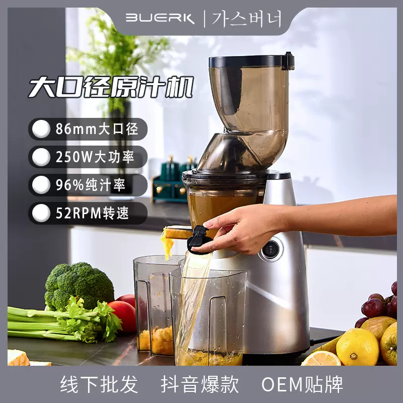 跨境多功能超大口径原汁机果汁机慢速家用无刀头榨汁机炸水果机
