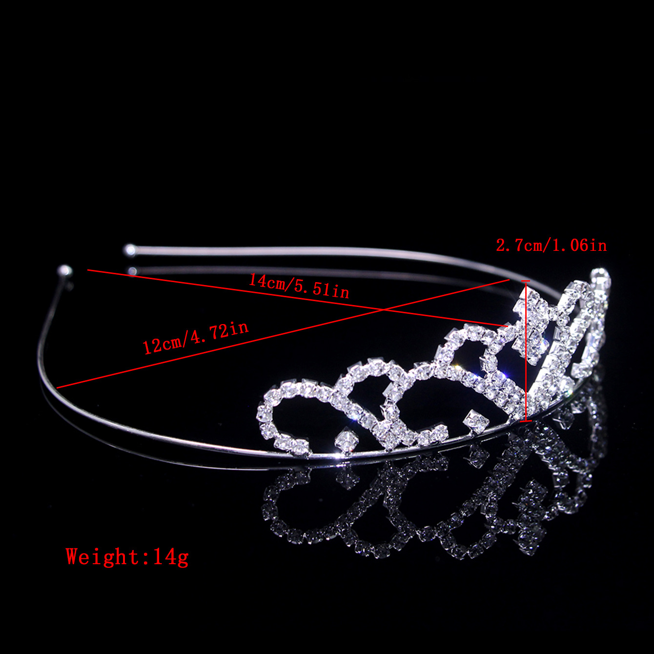 100g Weight Hair Band Hair Accessories Type 1 Piece Quantity Wedding, Banquet Occasion Rhinestone Material Crown Pattern Women's Gender Glam, Bridal Style Women's Glam Bridal Crown Rhinestone Hair Band 7