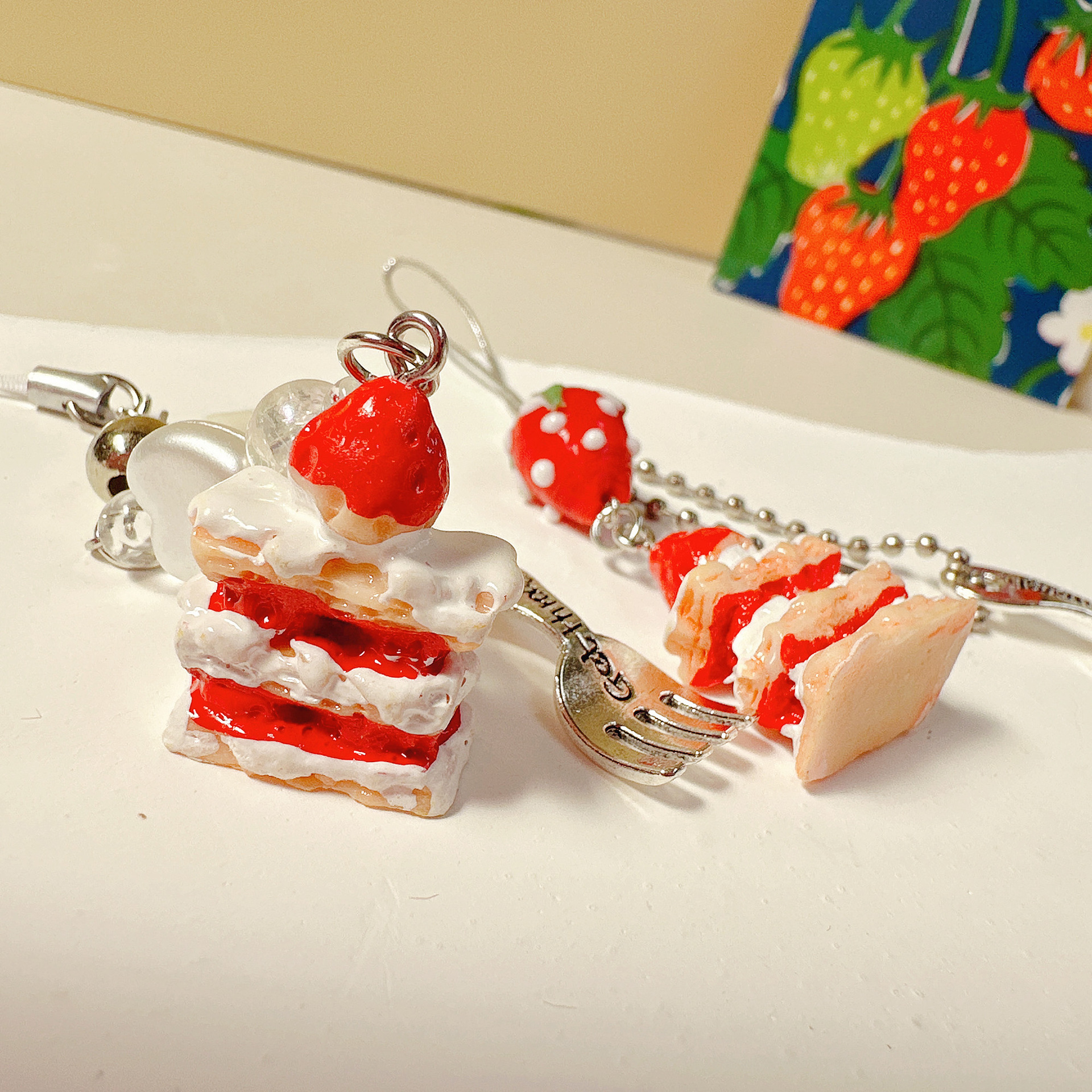 Acrylic Material Fruit Pattern 1 Piece Sweet Fruit Acrylic Beaded Mobile Phone Chain