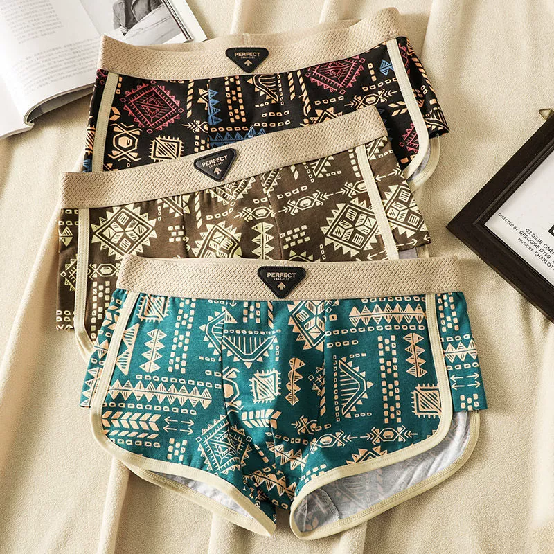 Новые мужские трусики хлопчатобумажные ретро американские мужские брюки с четырьмя углами для мальчиков с принтом брюки-боксеры тренд в китайском стиле